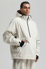 Men's Black Minimalist Half-Zip Waterproof Insulated Snow Anorak