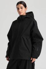 Women's Black Minimalist Half-Zip Waterproof Insulated Snow Anorak