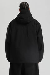 Men's Black Minimalist Half-Zip Waterproof Insulated Snow Anorak