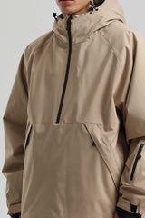Men's Khaki Minimalist Half-Zip Waterproof Insulated Snow Anorak