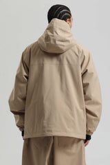 Men's Khaki Minimalist Half-Zip Waterproof Insulated Snow Anorak