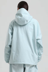Women's Ice Blue Minimalist Half-Zip Waterproof Insulated Snow Anorak