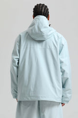 Men's Ice Blue Minimalist Half-Zip Waterproof Insulated Snow Anorak