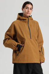 Women's Off White Minimalist Half-Zip Waterproof Insulated Snow Anorak