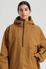 Women's Caramel Minimalist Half-Zip Waterproof Insulated Snow Anorak