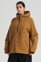 Women's Caramel Minimalist Half-Zip Waterproof Insulated Snow Anorak