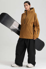 Women's Caramel Minimalist Half-Zip Waterproof Insulated Snow Anorak