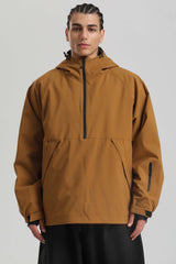 Men's Off White Minimalist Half-Zip Waterproof Insulated Snow Anorak