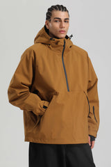 Men's Caramel Minimalist Half-Zip Waterproof Insulated Snow Anorak
