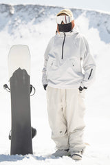 Women's Ice Blue Minimalist Half-Zip Waterproof Insulated Snow Anorak