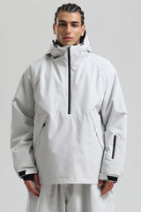 Men's Black Minimalist Half-Zip Waterproof Insulated Snow Anorak