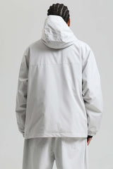 Men's Light Grey Minimalist Half-Zip Waterproof Insulated Snow Anorak