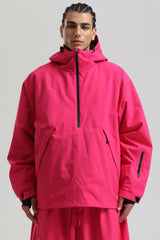 Men's Army Green Minimalist Half-Zip Waterproof Insulated Snow Anorak