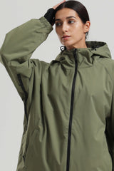 Women's Army Green Dual-Vent Minimalist Waterproof Insulated Snow Jacket