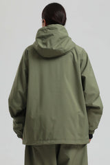 Women's Army Green Dual-Vent Minimalist Waterproof Insulated Snow Jacket