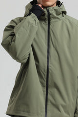 Men's Army Green Dual-Vent Minimalist Waterproof Insulated Snow Jacket