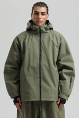 Men's Coffee Dual-Vent Minimalist Waterproof Insulated Snow Jacket