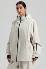 Women's Off White Dual-Vent Minimalist Waterproof Insulated Snow Jacket