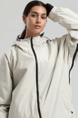 Women's Off White Dual-Vent Minimalist Waterproof Insulated Snow Jacket