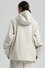 Women's Off White Dual-Vent Minimalist Waterproof Insulated Snow Jacket