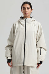 Women's Off White Dual-Vent Minimalist Waterproof Insulated Snow Jacket
