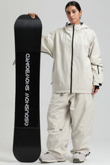 Women's Off White Dual-Vent Minimalist Waterproof Insulated Snow Jacket