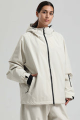 Women's Off White Dual-Vent Minimalist Waterproof Insulated Snow Jacket