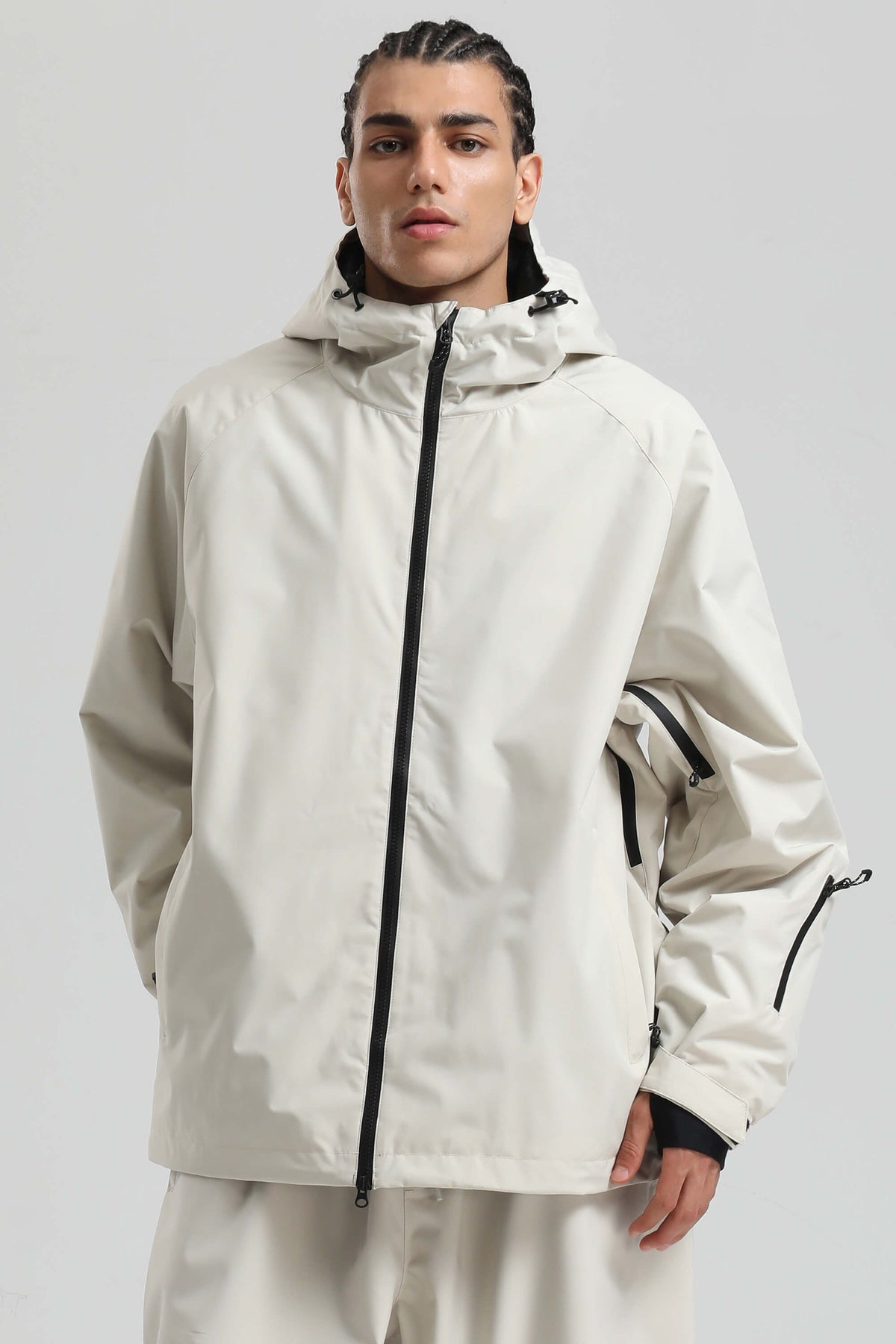Men's Off White Dual-Vent Minimalist Waterproof Insulated Snow Jacket