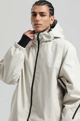 Men's Off White Dual-Vent Minimalist Waterproof Insulated Snow Jacket