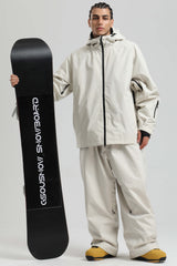 Men's Off White Dual-Vent Minimalist Waterproof Insulated Snow Jacket
