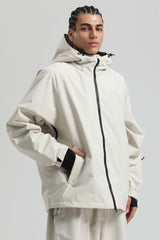 Men's Off White Dual-Vent Minimalist Waterproof Insulated Snow Jacket