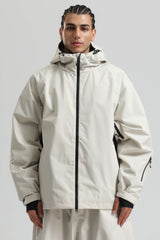 Men's Off White Dual-Vent Minimalist Waterproof Insulated Snow Jacket