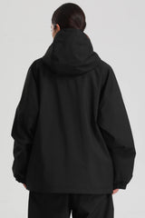 Women's Black Dual-Vent Minimalist Waterproof Insulated Snow Jacket