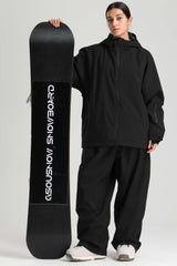 Women's Black Dual-Vent Minimalist Waterproof Insulated Snow Jacket