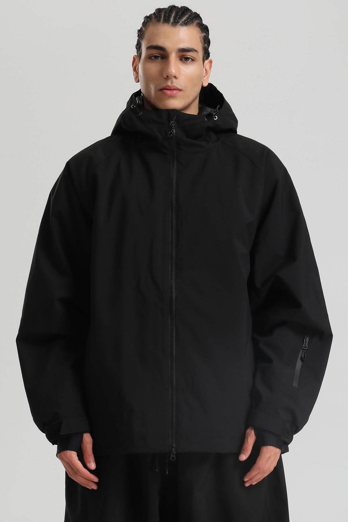 Men's Black Dual-Vent Minimalist Waterproof Insulated Snow Jacket