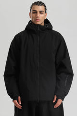 Men's Black Dual-Vent Minimalist Waterproof Insulated Snow Jacket