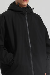 Men's Black Dual-Vent Minimalist Waterproof Insulated Snow Jacket