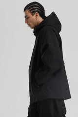 Men's Black Dual-Vent Minimalist Waterproof Insulated Snow Jacket