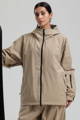 Women's Khaki Dual-Vent Minimalist Waterproof Insulated Snow Jacket
