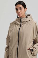 Women's Khaki Dual-Vent Minimalist Waterproof Insulated Snow Jacket