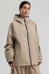 Women's Khaki Dual-Vent Minimalist Waterproof Insulated Snow Jacket
