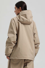 Women's Khaki Dual-Vent Minimalist Waterproof Insulated Snow Jacket