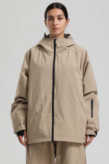 Women's Khaki Dual-Vent Minimalist Waterproof Insulated Snow Jacket