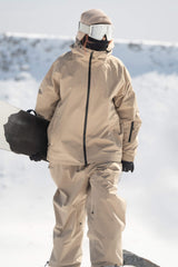 Women's Off White Dual-Vent Minimalist Waterproof Insulated Snow Jacket