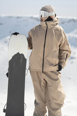 Women's Khaki Dual-Vent Minimalist Waterproof Insulated Snow Jacket