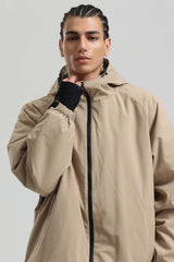 Men's Khaki Dual-Vent Minimalist Waterproof Insulated Snow Jacket