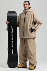 Men's Khaki Dual-Vent Minimalist Waterproof Insulated Snow Jacket