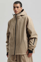 Men's Khaki Dual-Vent Minimalist Waterproof Insulated Snow Jacket