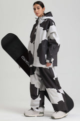 Women's Cow Print Dual-Vent Minimalist Waterproof Insulated Snow Jacket