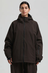 Women's Coffee Dual-Vent Minimalist Waterproof Insulated Snow Jacket